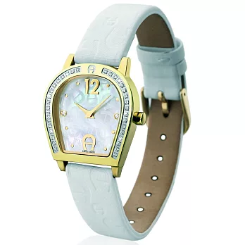 AIGNER 愛格納德國精品馬蹄Amalfi系列晶鑽腕錶 (金/白A32248-27mm)