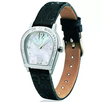 AIGNER 愛格納德國精品馬蹄Amalfi系列晶鑽腕錶 (銀/黑A32260-27mm)