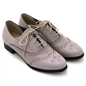 ◤Green Phoenix◥經典英倫風雕花牛皮綁帶牛津鞋22.5灰色