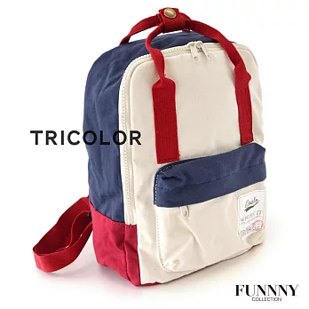 FUNNNY 日本直送 簡約復古風 輕便帆布背包(小) 紅藍