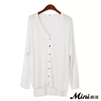 針織 下擺開叉貝殼扣薄蝙蝠袖針織外套 六色-Mini嚴選-FREE(白色)