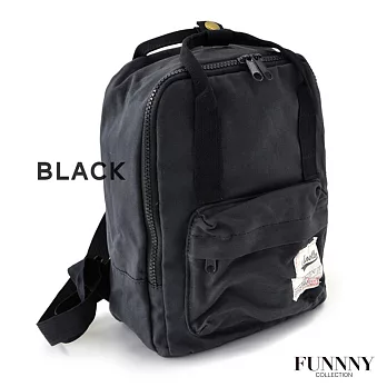 FUNNNY 日本直送 簡約復古風 輕便帆布背包(小) 黑
