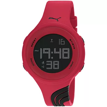 PUMA 倒數計時運動電子腕錶-黑字紅/大