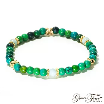 【Glitterfor 手工串珠/手鍊】翡翠之心。天然石黃銅手鍊
