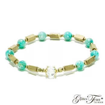 【Glitterfor 手工串珠/手鍊】抹茶拿鐵。天然石黃銅手鍊