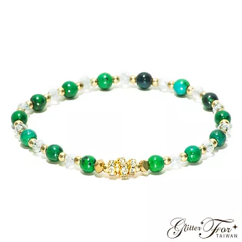 【Glitterfor 手工串珠/手鍊】綠色大地。天然石黃銅手鍊