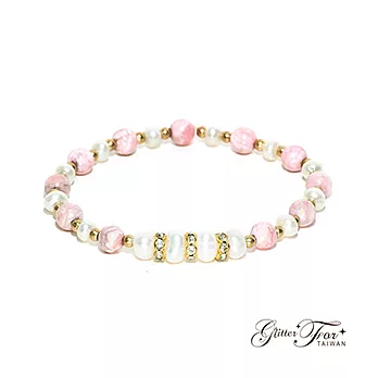 【Glitterfor 手工串珠/手鍊】小桃花。天然石黃銅手鍊