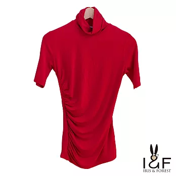 【INF】高領彈性素面上衣7036S紅色