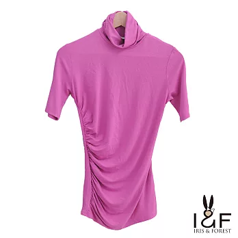 【INF】高領彈性素面上衣7036S桃紅