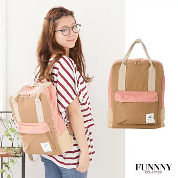 FUNNNY 日本直送 簡約復古風 輕便帆布背包(大) 粉
