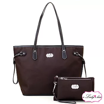 a Lady’s 真皮 牛津文青極簡托特包二件組(謐咖)