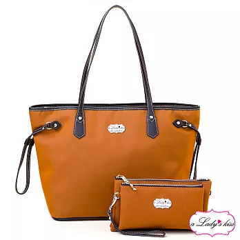 a Lady’s 真皮 牛津文青極簡托特包二件組(彩橘)