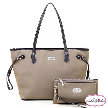 a Lady’s 真皮 牛津文青極簡托特包二件組(香檳)