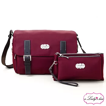 a Lady’s 真皮 朵麗時髦感斜背包二件組(瀲紅)