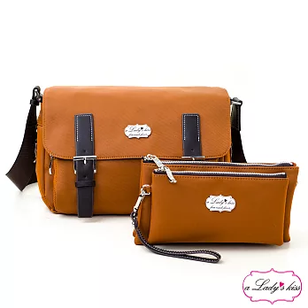 a Lady’s 真皮 朵麗時髦感斜背包二件組(彩橘)