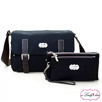 a Lady’s 真皮 朵麗時髦感斜背包二件組(柔黑)