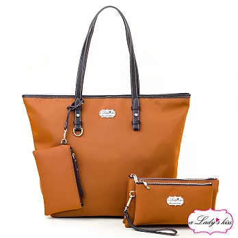 a Lady’s 真皮 黛麗經典附袋托特包二件組(彩橘)