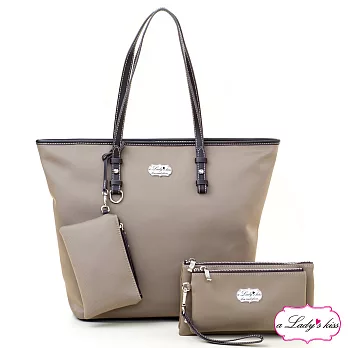 a Lady’s 真皮 黛麗經典附袋托特包二件組(香檳)