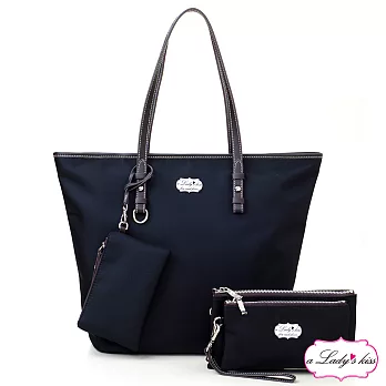 a Lady’s 真皮 黛麗經典附袋托特包二件組(柔黑)