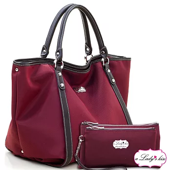 a Lady’s 真皮 紐約極簡輕快垂墜感三用包二件組(瀲紅)