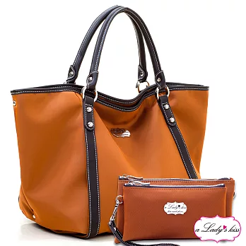 a Lady’s 真皮 紐約極簡輕快垂墜感三用包二件組(彩橘)