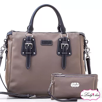a Lady’s 真皮 清新氣質OL通勤三用包二件組(香檳)