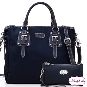 a Lady’s 真皮 清新氣質OL通勤三用包二件組(柔黑)