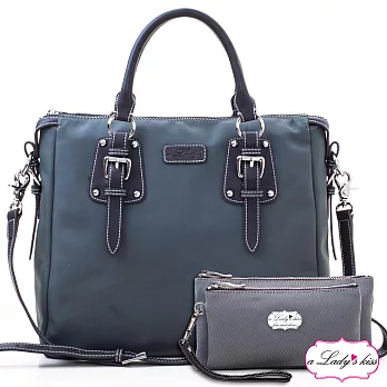 a Lady’s 真皮 清新氣質OL通勤三用包二件組(岩灰)