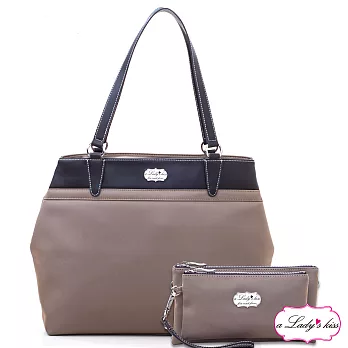 a Lady ’s真皮 娜娜極簡牛津斜紋雙款托特包二件組(香檳)