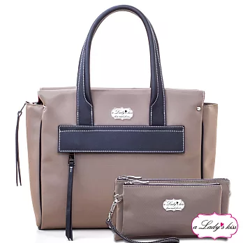 a Lady ’s真皮 優雅羅蘭牛津斜紋三用包二件組(香檳)