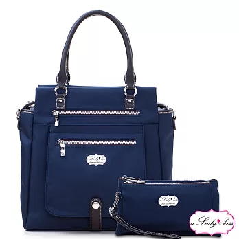 a Lady’s 真皮 莉莉超輕多隔層口袋二用包二件組(悠藍)