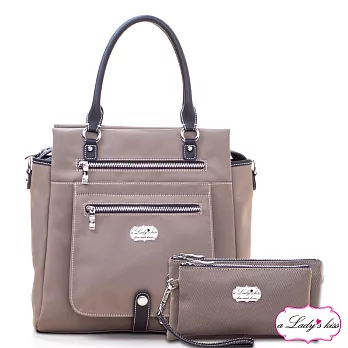 a Lady’s 真皮 莉莉超輕多隔層口袋二用包二件組(香檳)
