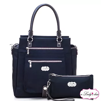 a Lady’s 真皮 莉莉超輕多隔層口袋二用包二件組(柔黑)