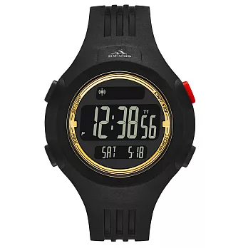 adidas 勁戰狙擊大面板電子腕錶-黑x金框-小