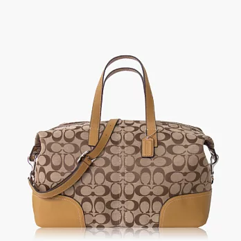 COACH 實用款織布肩背/斜背兩用包(大款)_卡其/駝色