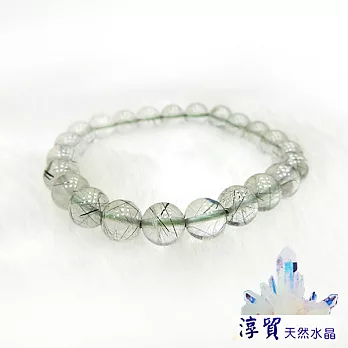 Blanco淳貿水晶 招財綠髮晶圓珠手珠8mm(B01-46)