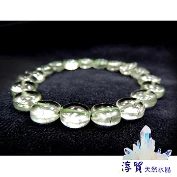 Blanco淳貿水晶 招財綠髮晶圓板珠手珠10mm(B01-47)