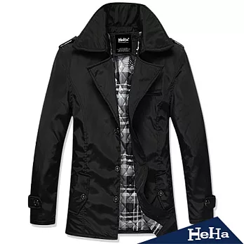 外套 英倫氣質型男舖棉風衣外套 二色-HeHa-M(黑色)