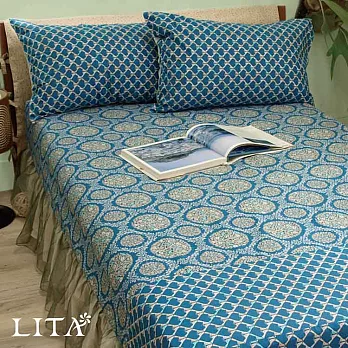LITA麗塔【森林系列-藍森林】雙人三件床包枕套組藍森林