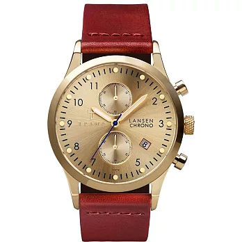 【TRIWA】北歐設計瑞典品牌Lansen Chrono系列Gold-Cognac Classic(金/酒紅 LCST103-CL012913)