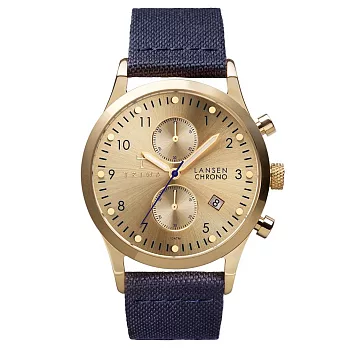 【TRIWA】北歐設計瑞典品牌Lansen Chrono系列Gold-Navy Canvas Classic(金/藍 LCST103-CL060713)