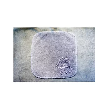 義大利風情 灰色純棉花朵方巾