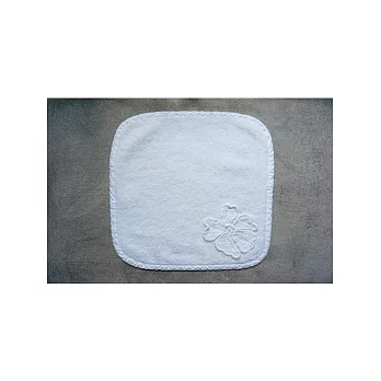 義大利風情 白色純棉花朵方巾