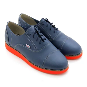 BIS-VITAL 知名設計師款-英倫風情復刻綁帶厚底牛津鞋36藍色