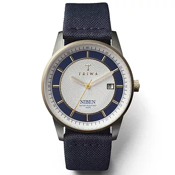 【TRIWA】北歐設計瑞典品牌Niben系列Duke-Navy Canvas Classic(白/深藍皮帶 NIST104-CL060712)