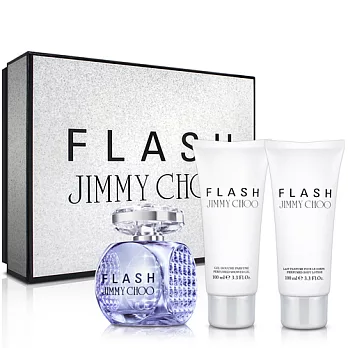 JIMMY CHOO FLASH 舞光淡香精禮盒(香精100ml+身體乳100ml+沐浴膠100ml+收納包)