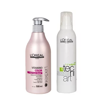 L’OREAL 萊雅 絕色漾彩護色洗髮乳 500ml + 特級豐郁慕絲 250ml