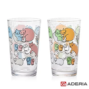 【ADERIA】日本進口Instyle貓咪玻璃套杯組225ml