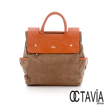 【Octavia 8】小文青後釦式水洗帆布三用包 - 簡單棕簡單棕