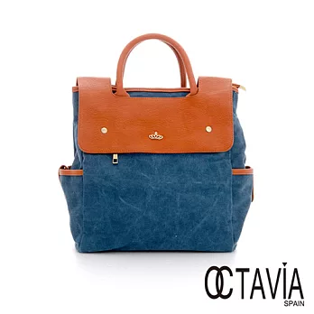 【Octavia 8】小文青後釦式水洗帆布三用包 - 樸實藍樸實藍